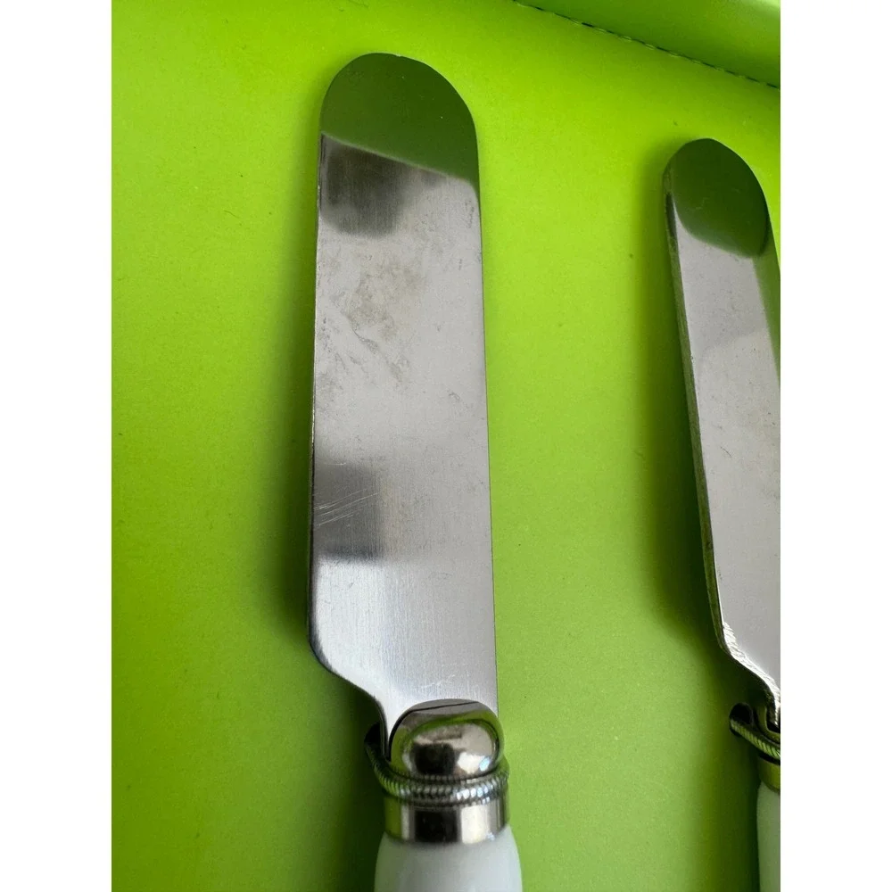 Portmeirion Botanic Garden Cheese Knife 6 Spreaders Set Floral Ceramic Handle